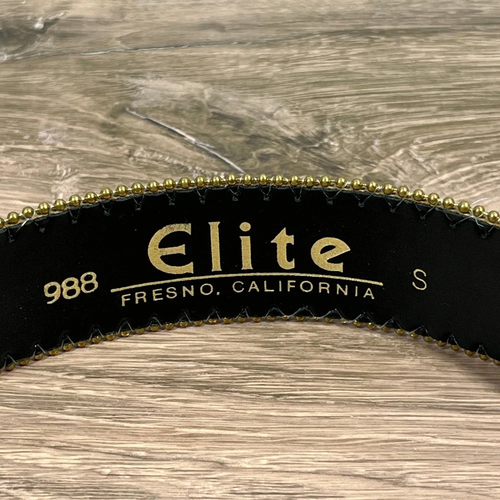 VTG Elite Fresno Belt‎ Gold Beaded Abstract Splatter Western Gold Buckle 988 S